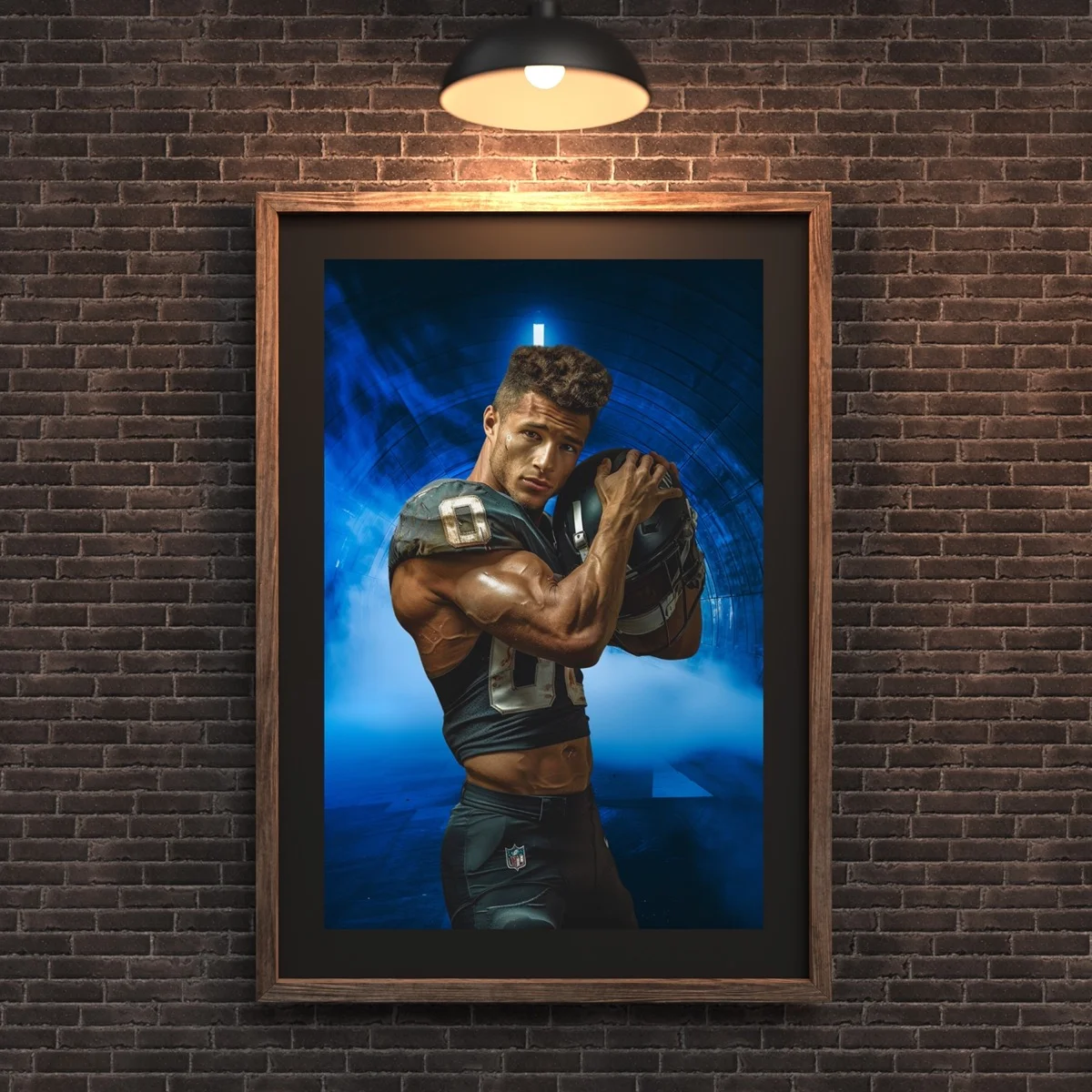 Sports Backgrounds - Tunnel & Lights - wall mockup showing backdrop displayed in a real room setting