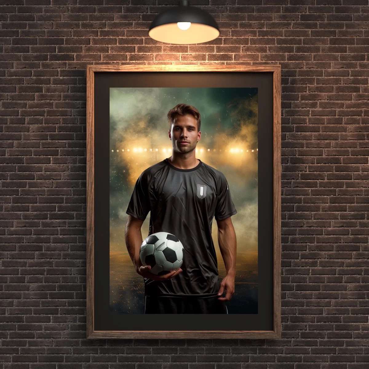 Sports Backgrounds - Fog Lights - wall mockup showing backdrop displayed in a real room setting