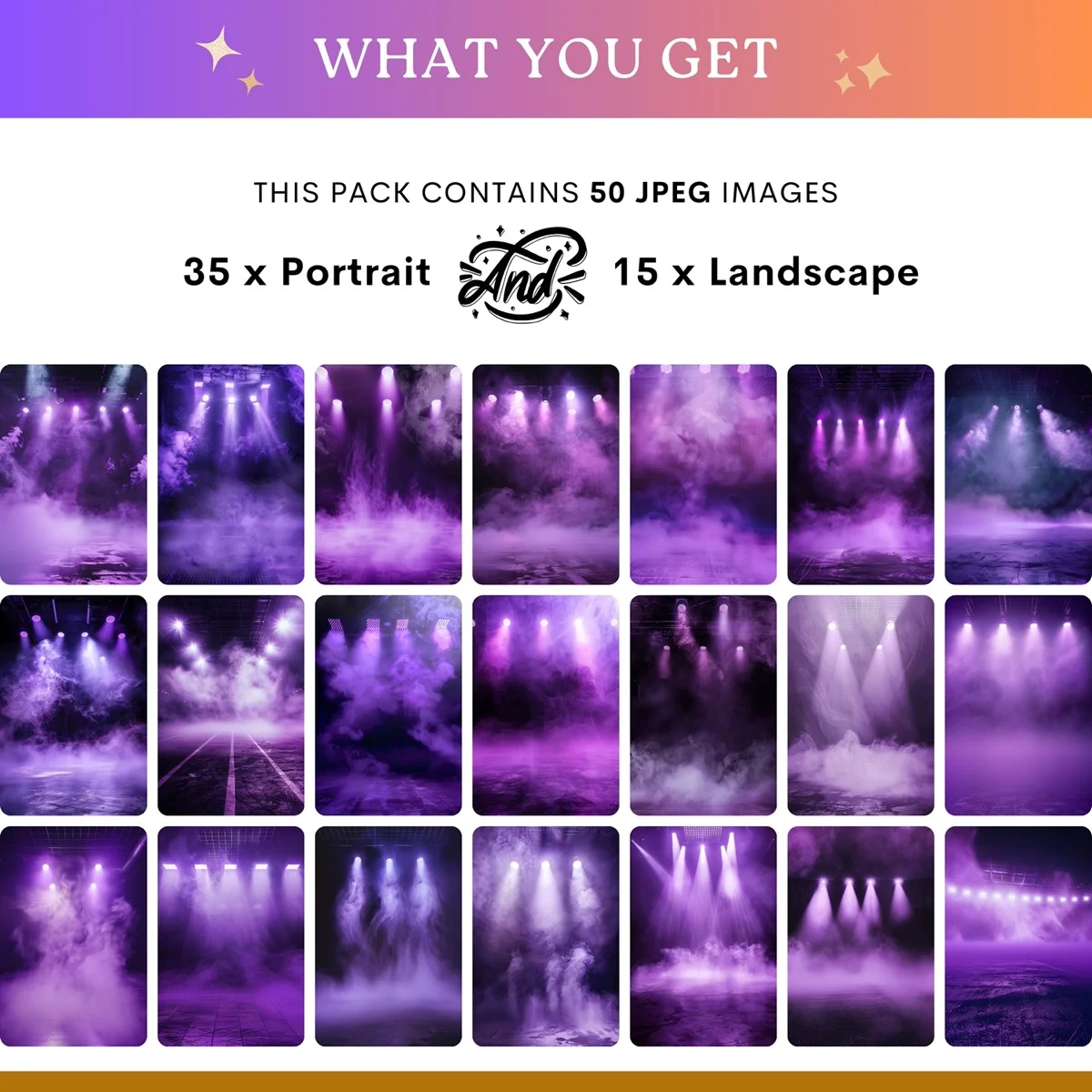 Sports Backgrounds - Purple Fog Lights - what's included: 50 high-resolution backgrounds