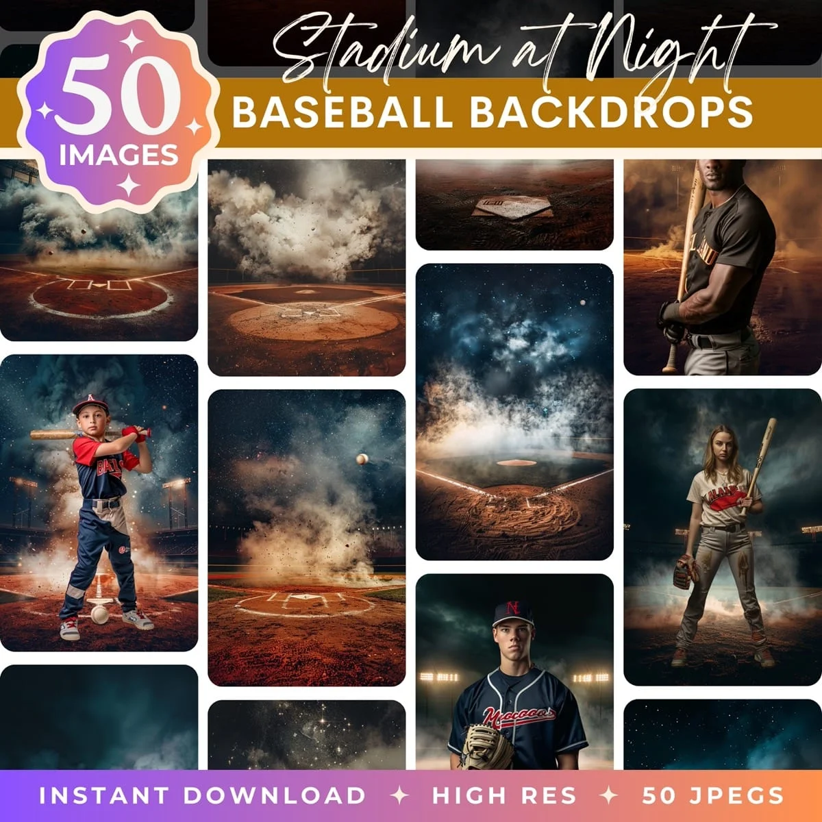 Baseball Backgrounds - Stadium at Night