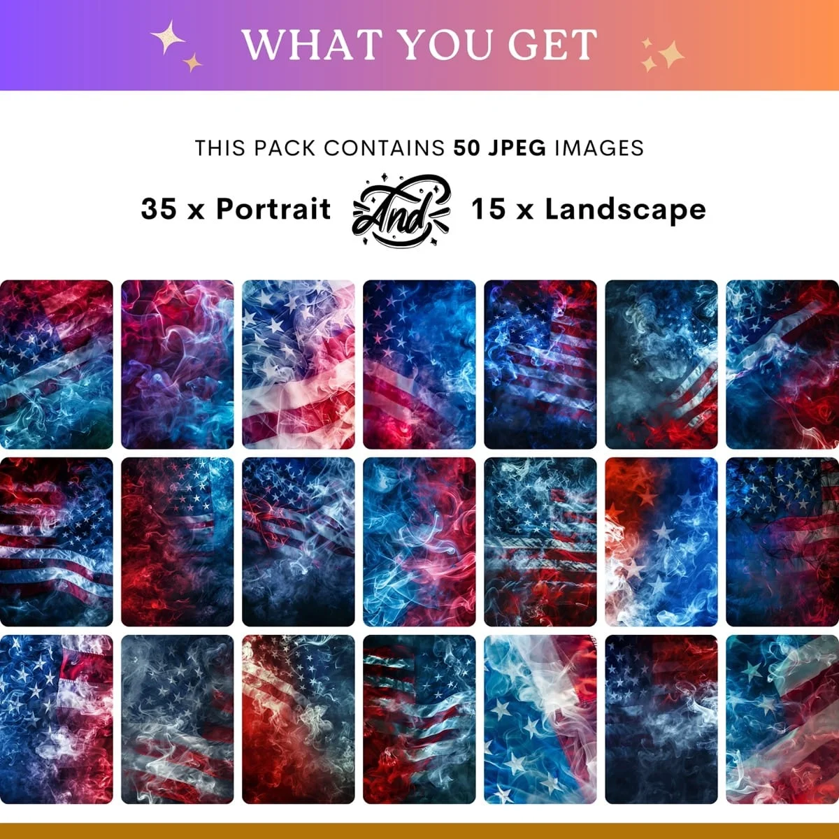 Sports Backgrounds - USA Flag - what's included: 50 high-resolution backgrounds