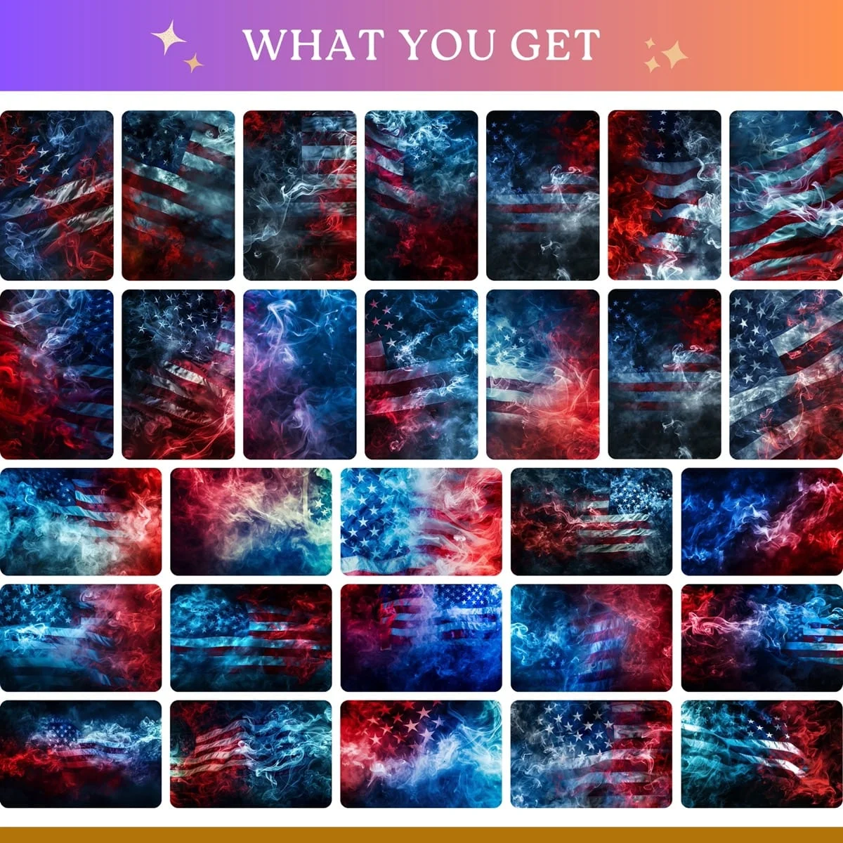 Sports Backgrounds - USA Flag - full collection grid showing portrait and landscape orientations