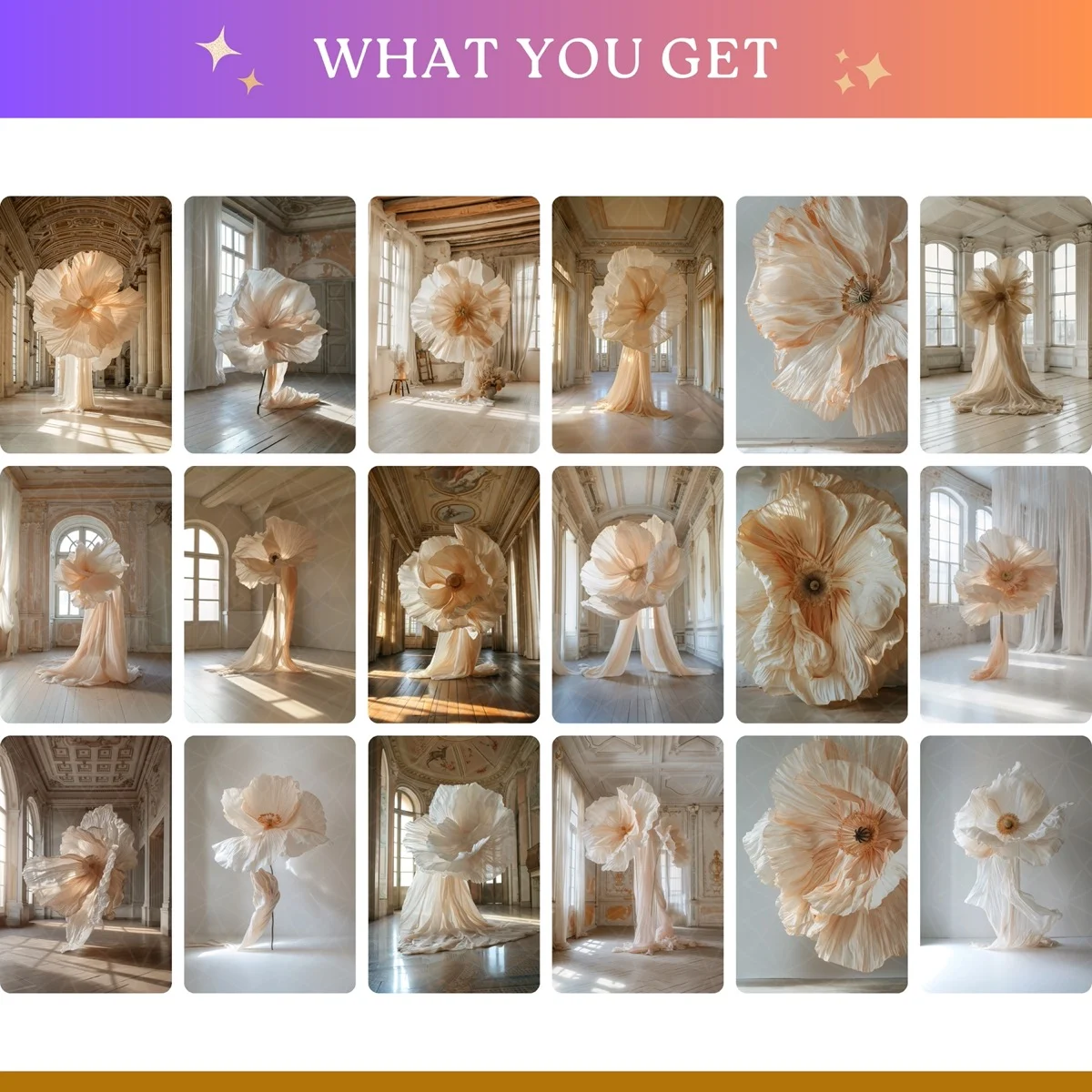 Floral Backgrounds - Apricot & Beige - before and after photo composite example
