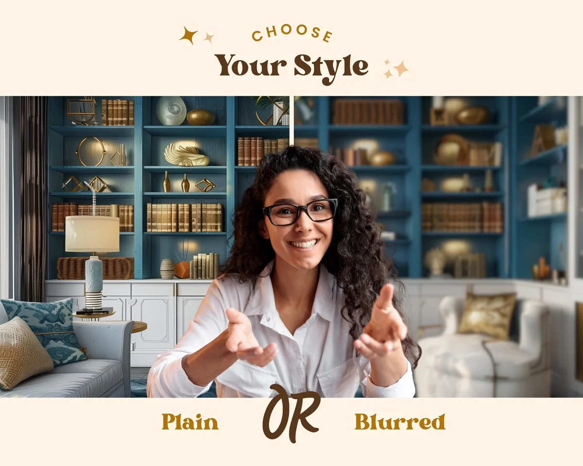 Zoom Backgrounds - Elegant Bookshelves - what's included: 20 high-resolution backgrounds