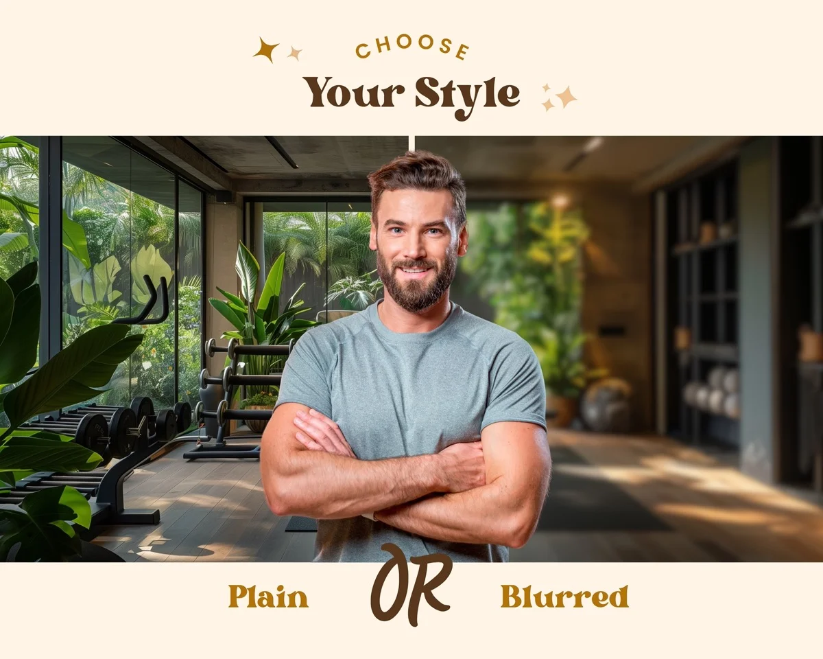 Zoom Backgrounds - Fitness Haven - what's included: 20 high-resolution backgrounds