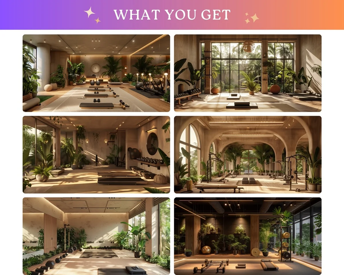 Zoom Backgrounds - Fitness Haven - before and after photo composite example