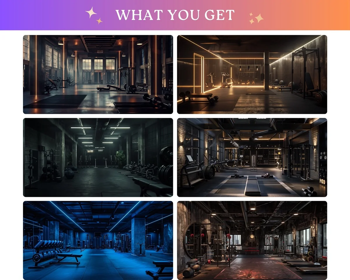 Zoom Backgrounds - Masculine Gym - before and after photo composite example