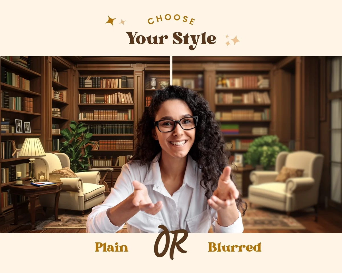 Zoom Backgrounds - Home Library - what's included: 20 high-resolution backgrounds