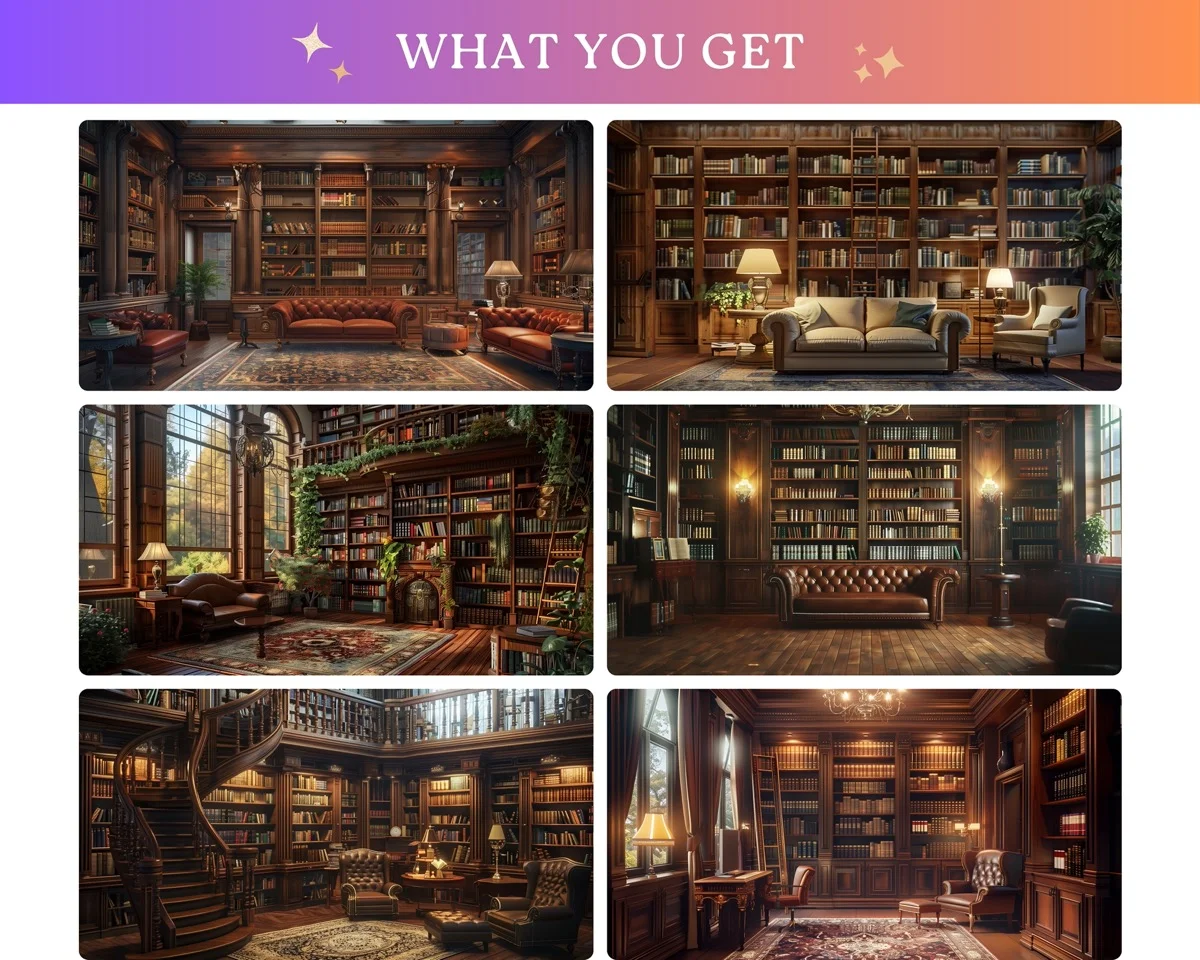 Zoom Backgrounds - Home Library - before and after photo composite example