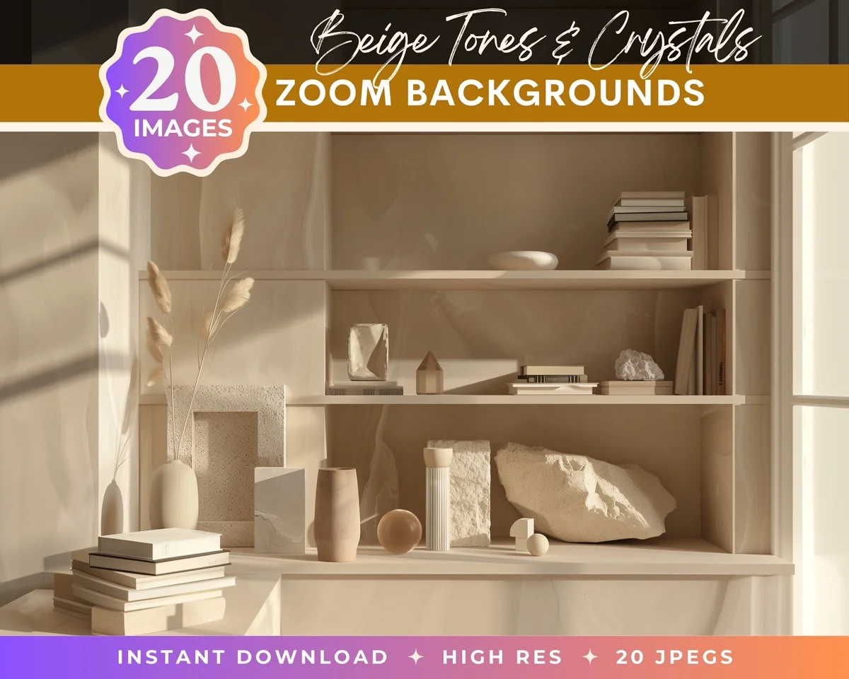 Zoom Backgrounds - Beige Tones & Crystals