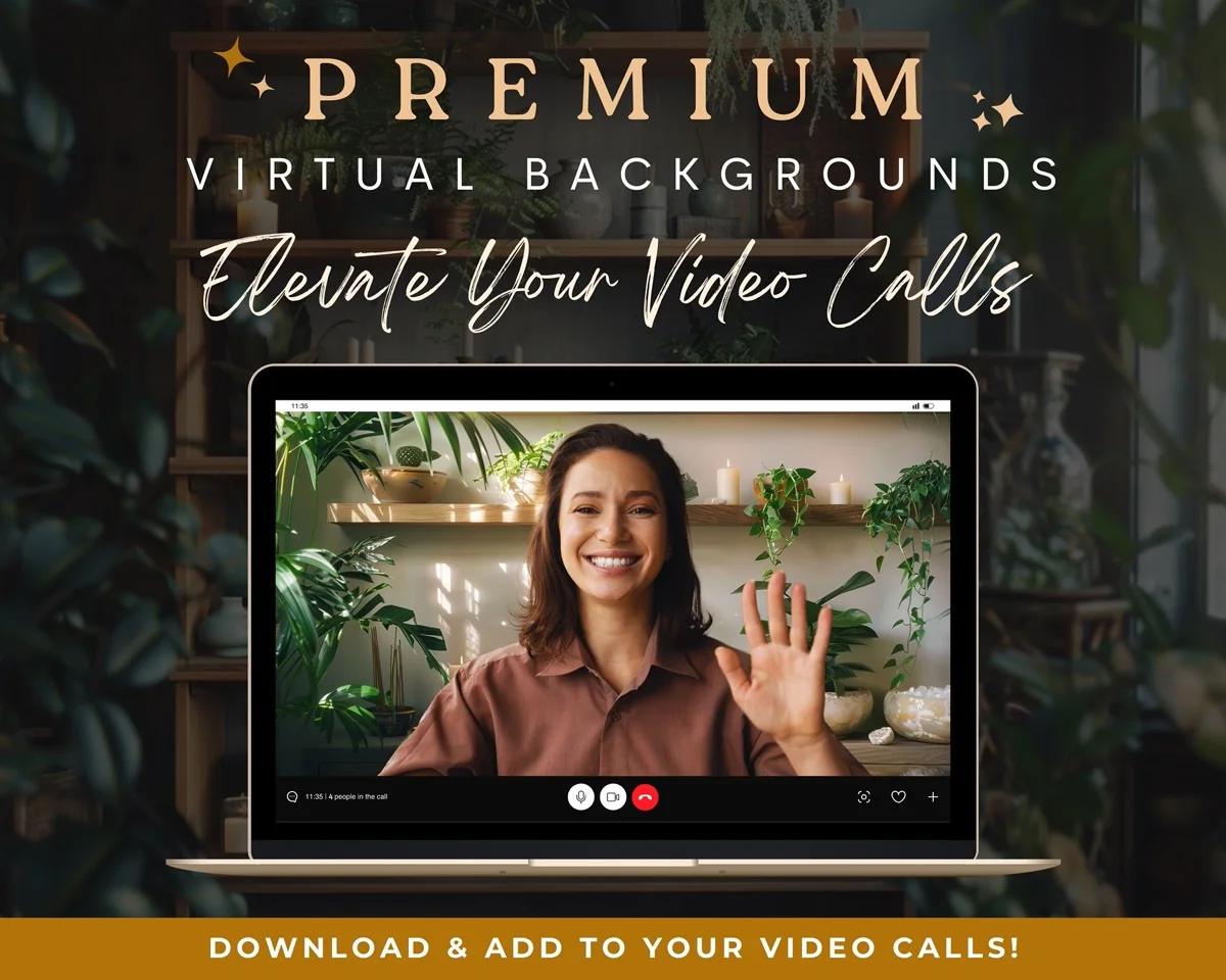 Zoom Backgrounds - Plants & Crystals - premium digital backdrop collection preview