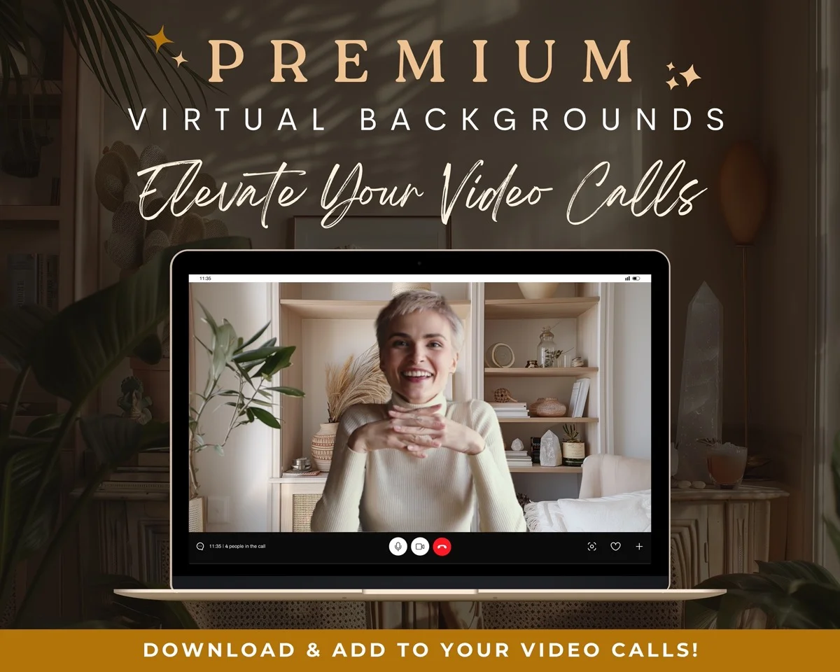 Zoom Backgrounds - Boho Beige Interior - premium digital backdrop collection preview