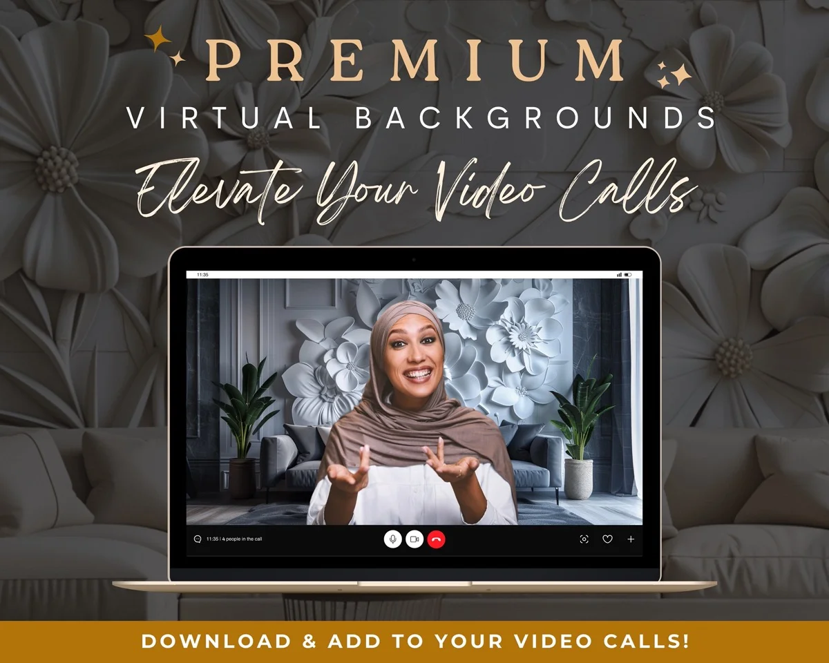 Zoom Backgrounds - 3D Floral Wall - premium digital backdrop collection preview