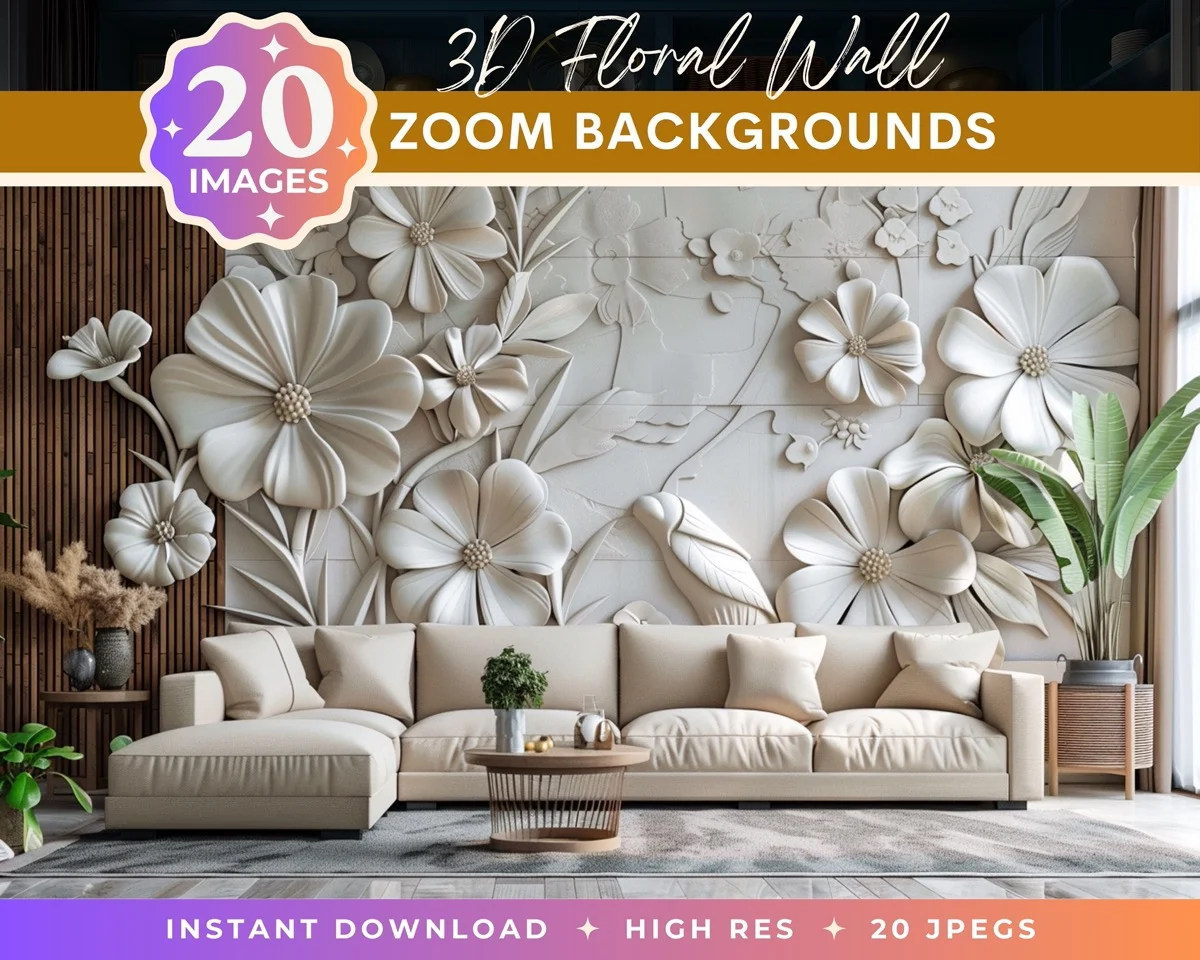 Zoom Backgrounds - 3D Floral Wall