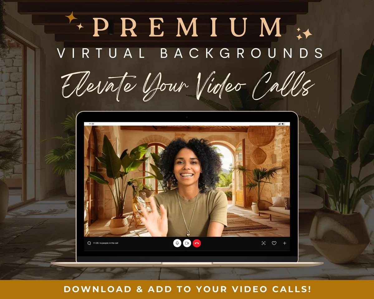 Zoom Backgrounds - Mediterranean Patio - premium digital backdrop collection preview