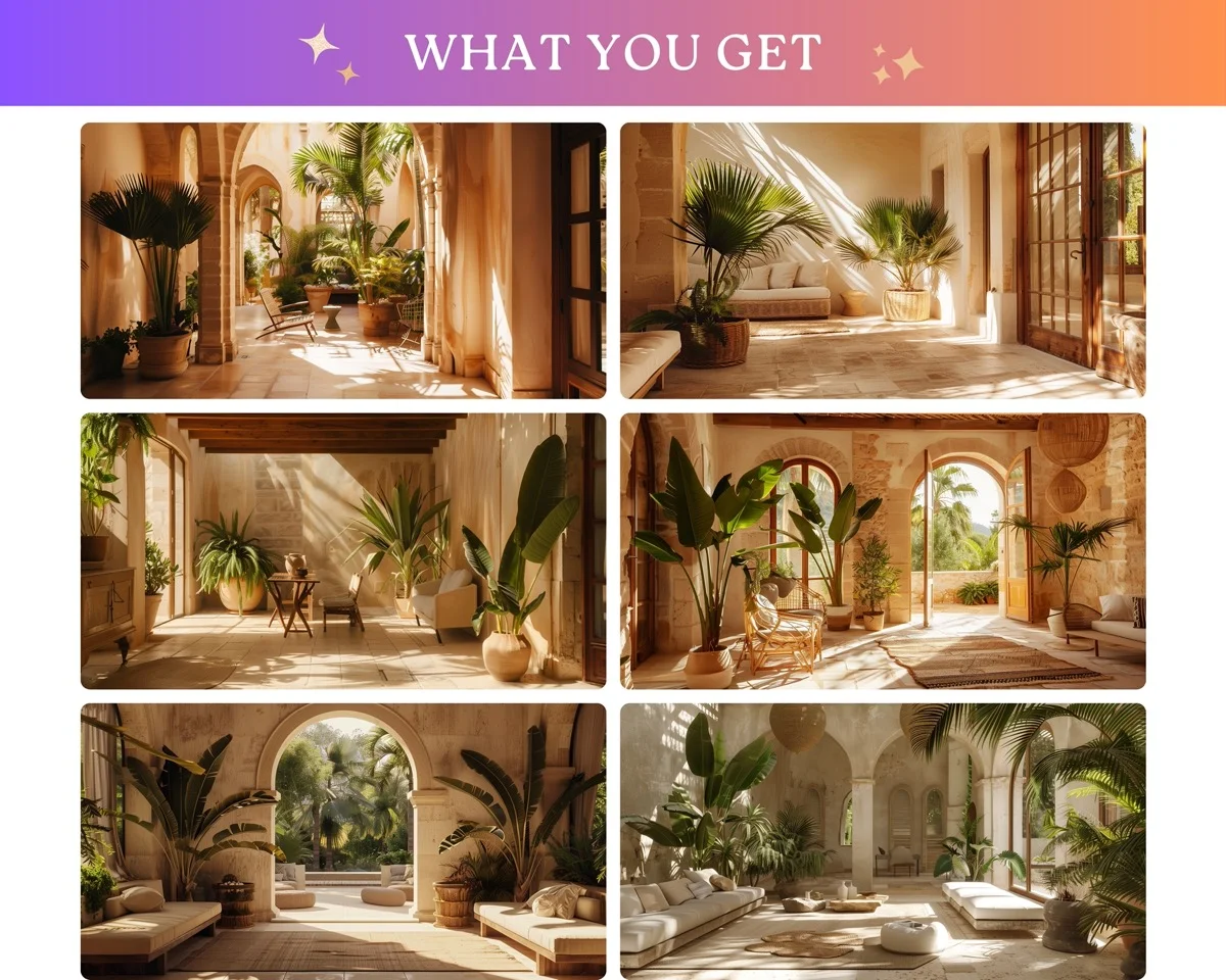 Zoom Backgrounds - Mediterranean Patio - before and after photo composite example