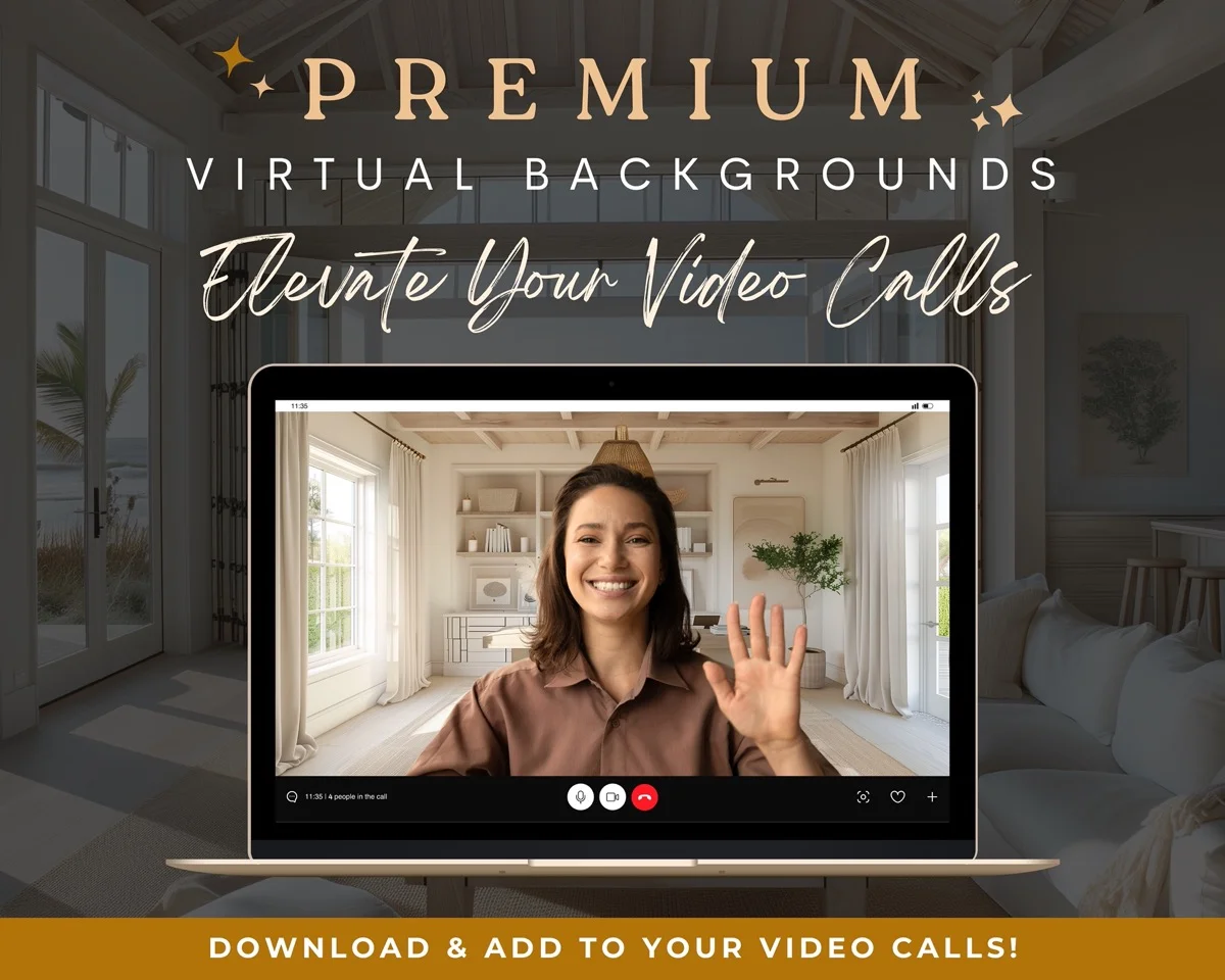 Zoom Backgrounds - Coastal Beach Home - premium digital backdrop collection preview