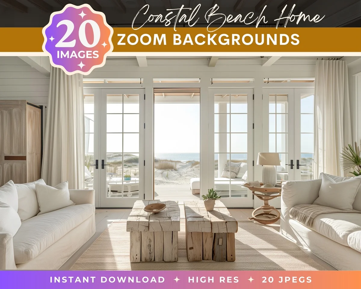 Zoom Backgrounds - Coastal Beach Home