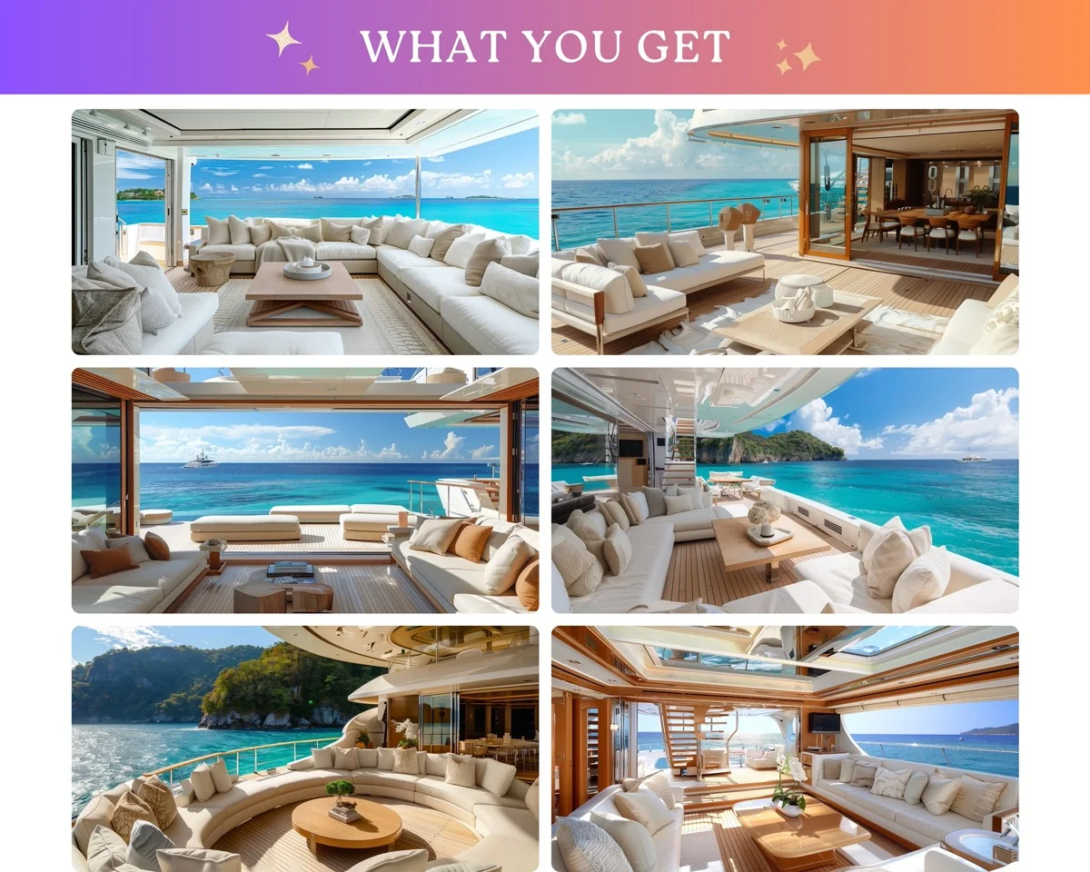 Zoom Backgrounds - Luxury Yacht - before and after photo composite example