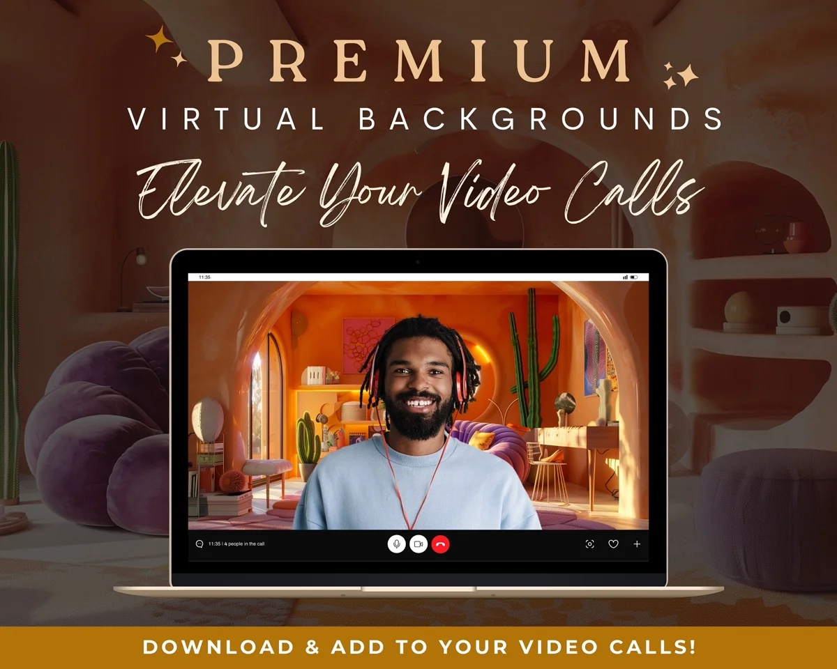 Zoom Backgrounds - Bohemian Cave - premium digital backdrop collection preview