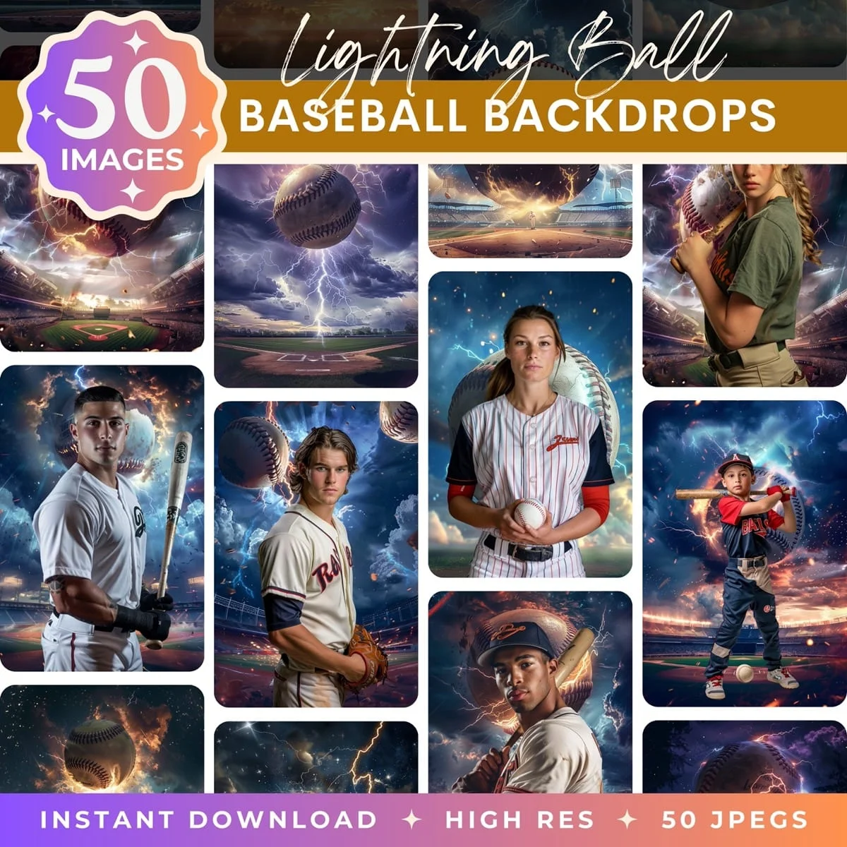Baseball Backgrounds - Lightning