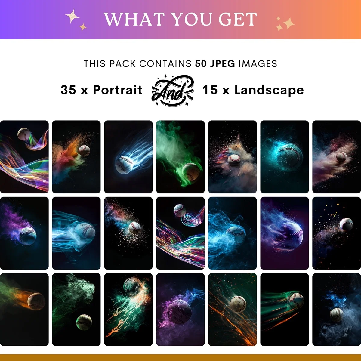 Baseball Backgrounds - Airborne In Color - what's included: 50 high-resolution backgrounds