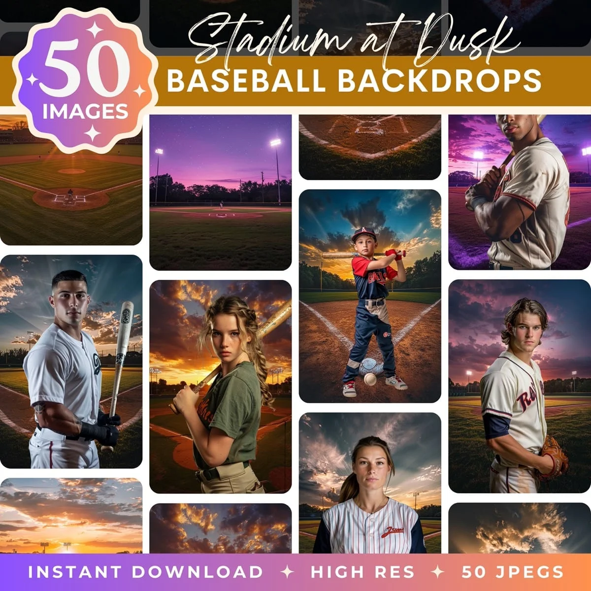 Baseball Backgrounds - Stadium at Dusk