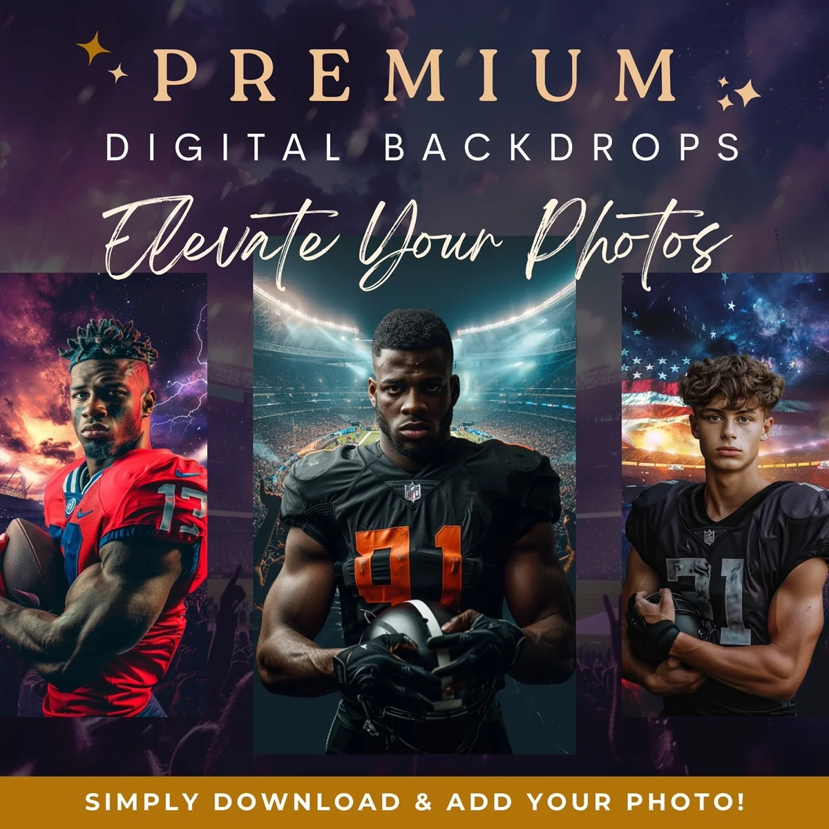 Football Backgrounds - Stadium Crowd - premium digital backdrop collection preview