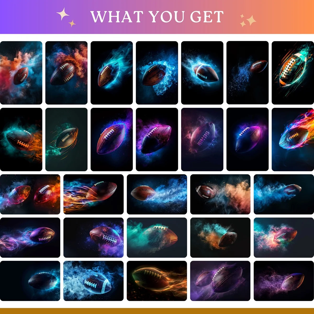 Football Backgrounds - Airborne In Color - full collection grid showing portrait and landscape orientations