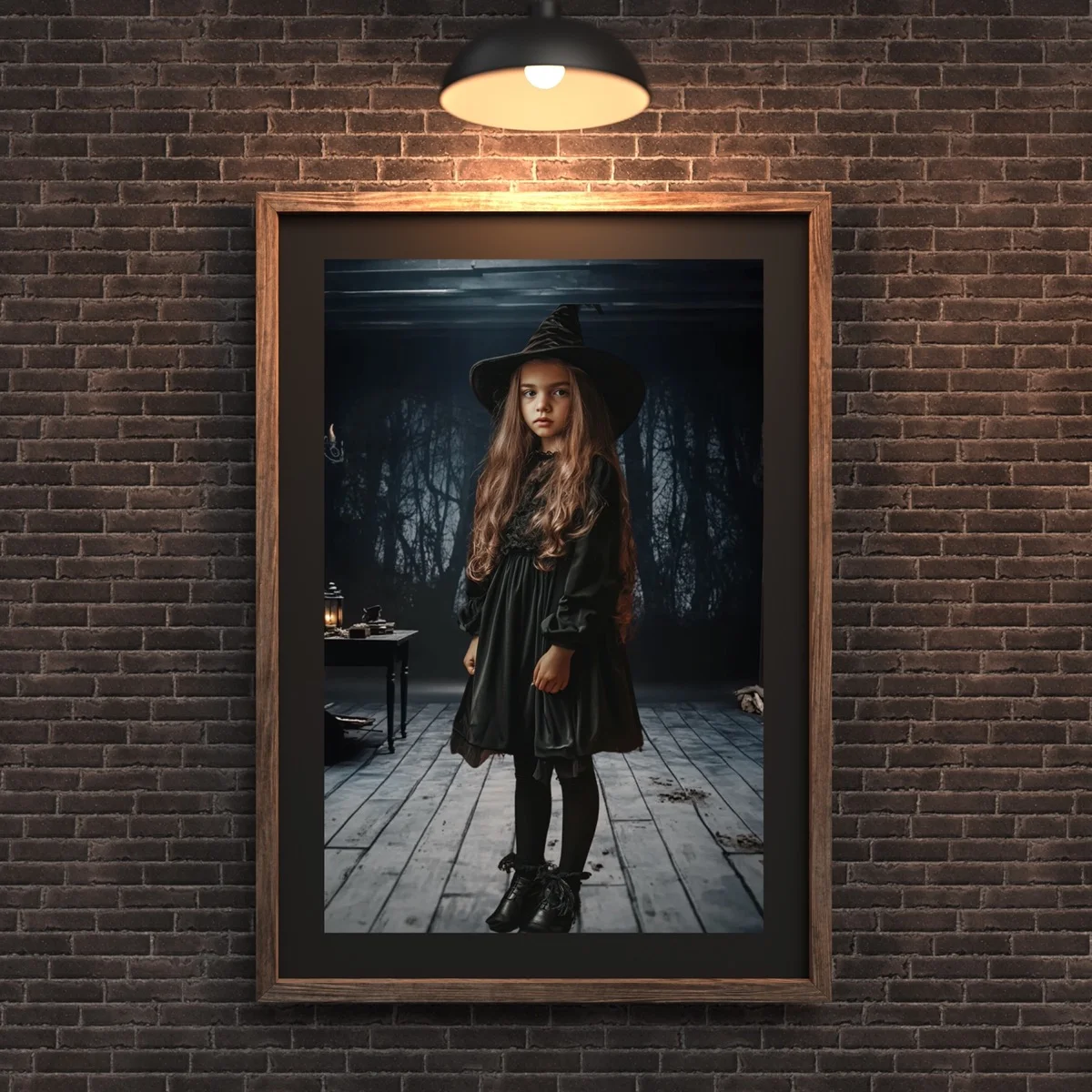 Halloween Backgrounds - Creepy Room - wall mockup showing backdrop displayed in a real room setting