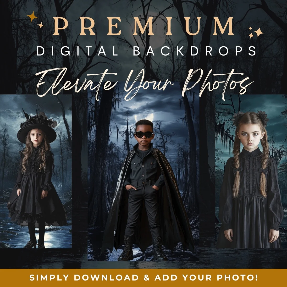 Halloween Backgrounds - Swamp Forest - premium digital backdrop collection preview