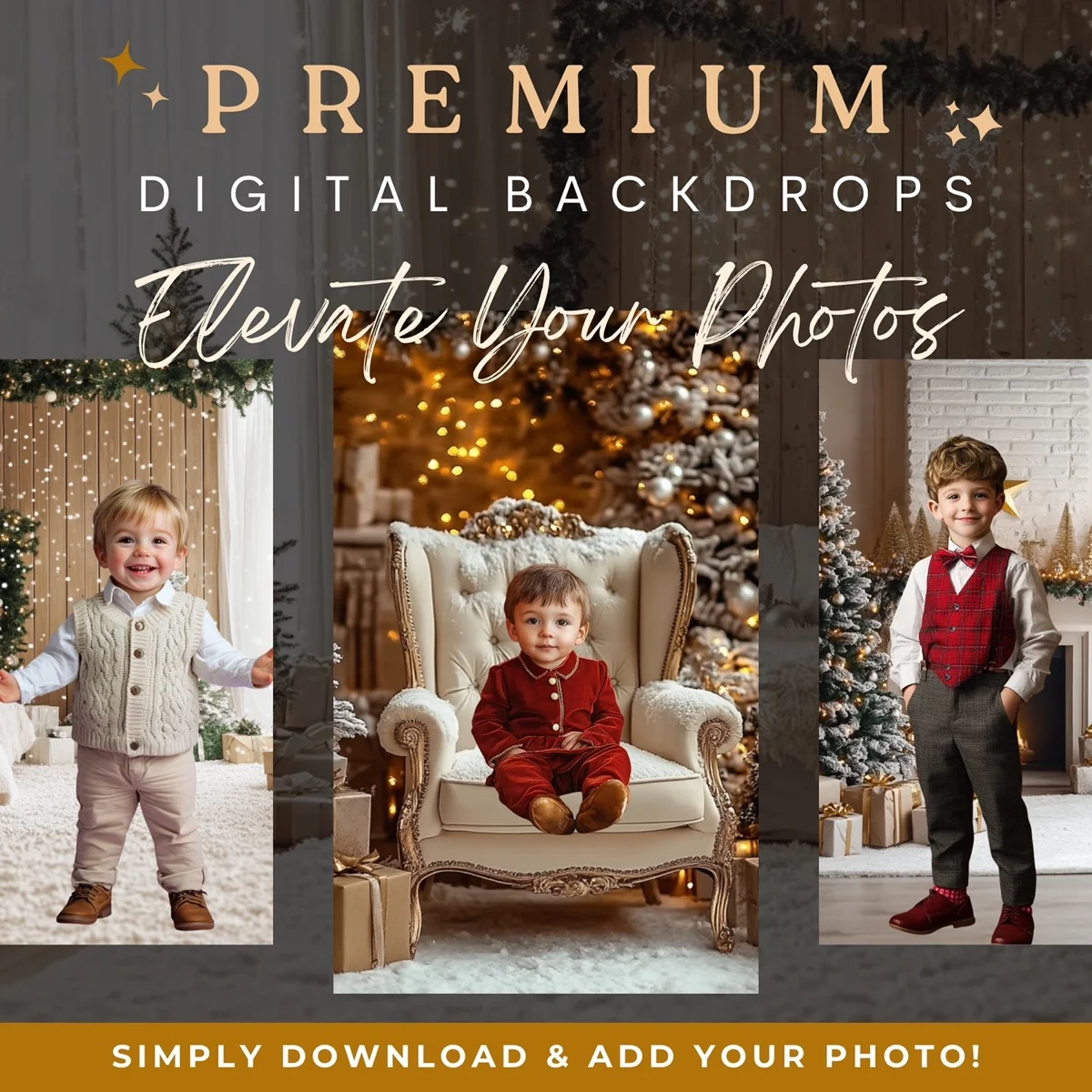 Christmas Backgrounds - Cosy Beige - premium digital backdrop collection preview