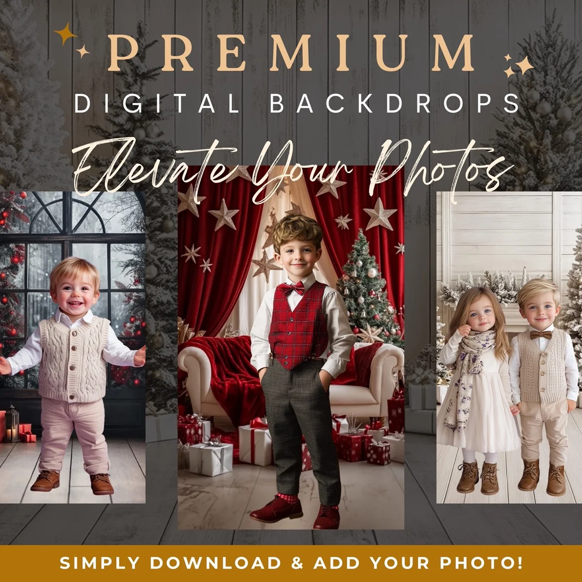 Christmas Backgrounds - Traditional Holidays - premium digital backdrop collection preview