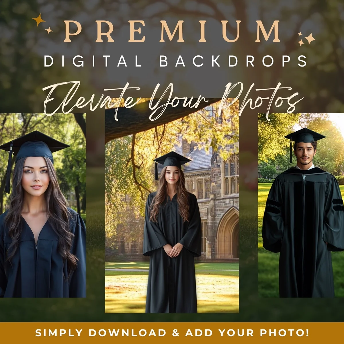 Graduation Backgrounds - Graduation Garden - premium digital backdrop collection preview