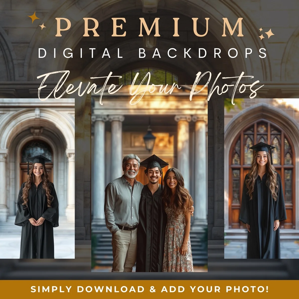 Graduation Backgrounds - Grand Entrance - premium digital backdrop collection preview