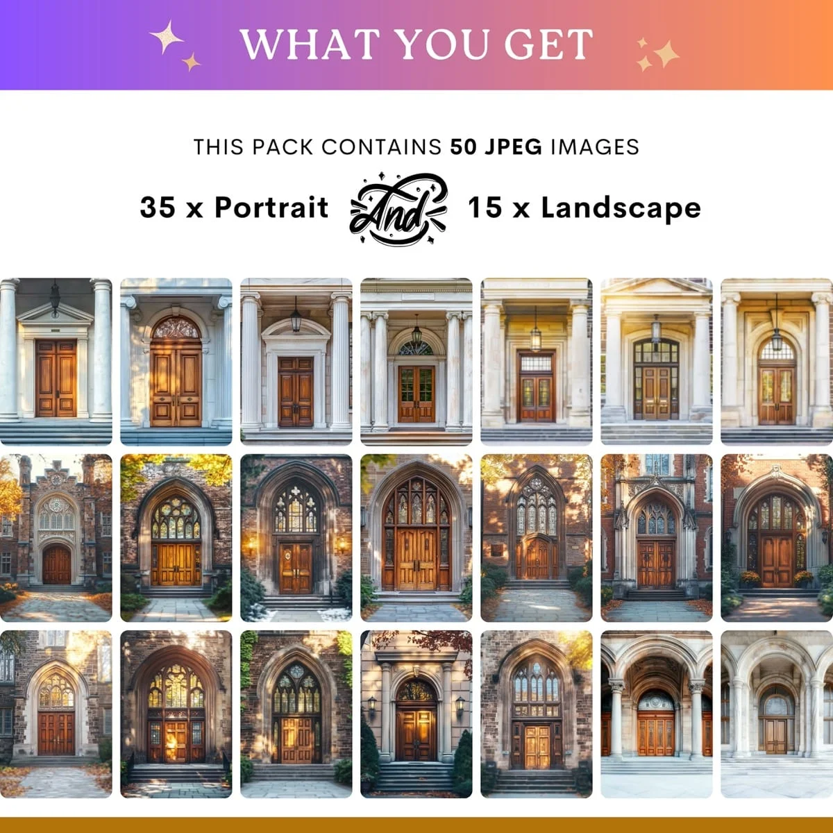 Graduation Backgrounds - Grand Entrance - what's included: 50 high-resolution backgrounds