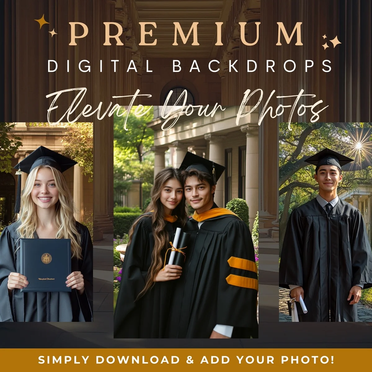 Graduation Backgrounds - Classic Ivy League - premium digital backdrop collection preview