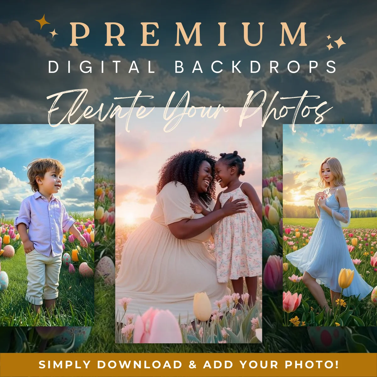Springtime Backgrounds - Easter Pastels - premium digital backdrop collection preview