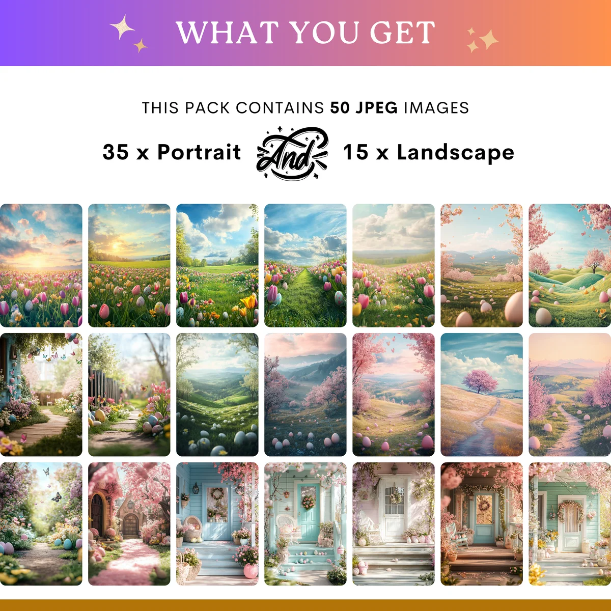Springtime Backgrounds - Easter Pastels - what's included: 50 high-resolution backgrounds