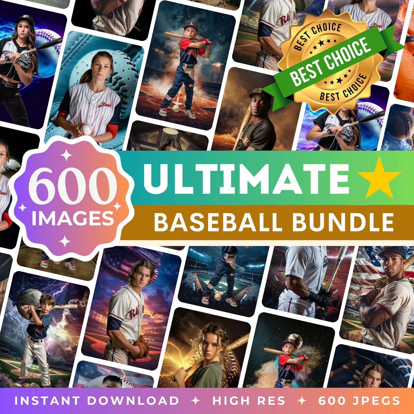 Ultimate Baseball Bundle - pack overview collage showing all included backdrops
