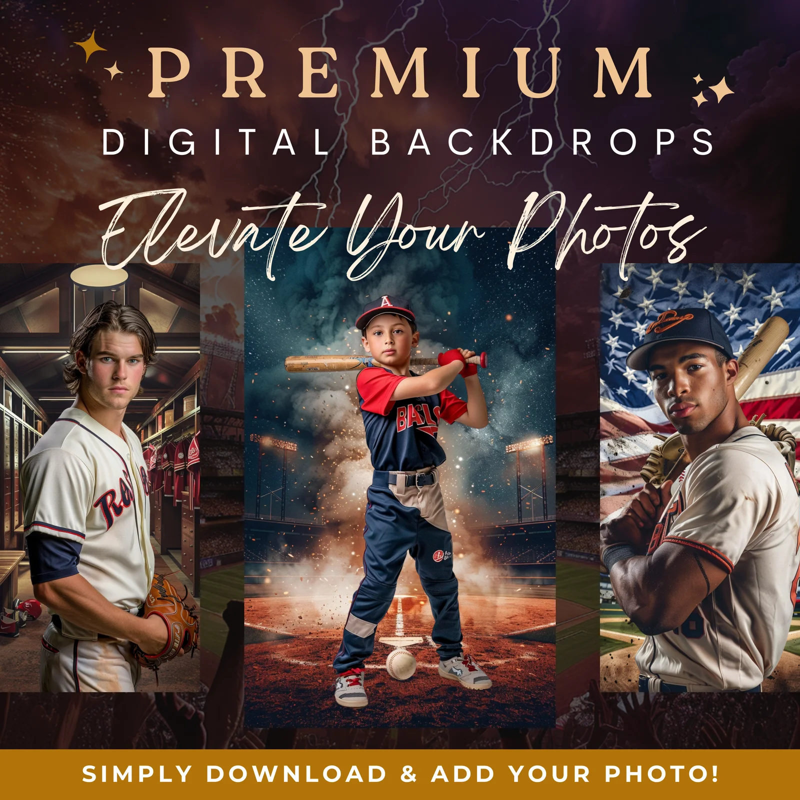 Ultimate Baseball Bundle - premium digital backdrops lifestyle preview