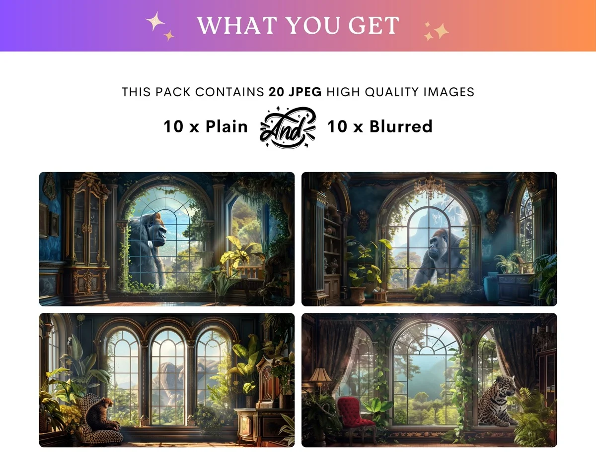 Zoom Backgrounds - Amazon Office - full collection grid showing portrait and landscape orientations