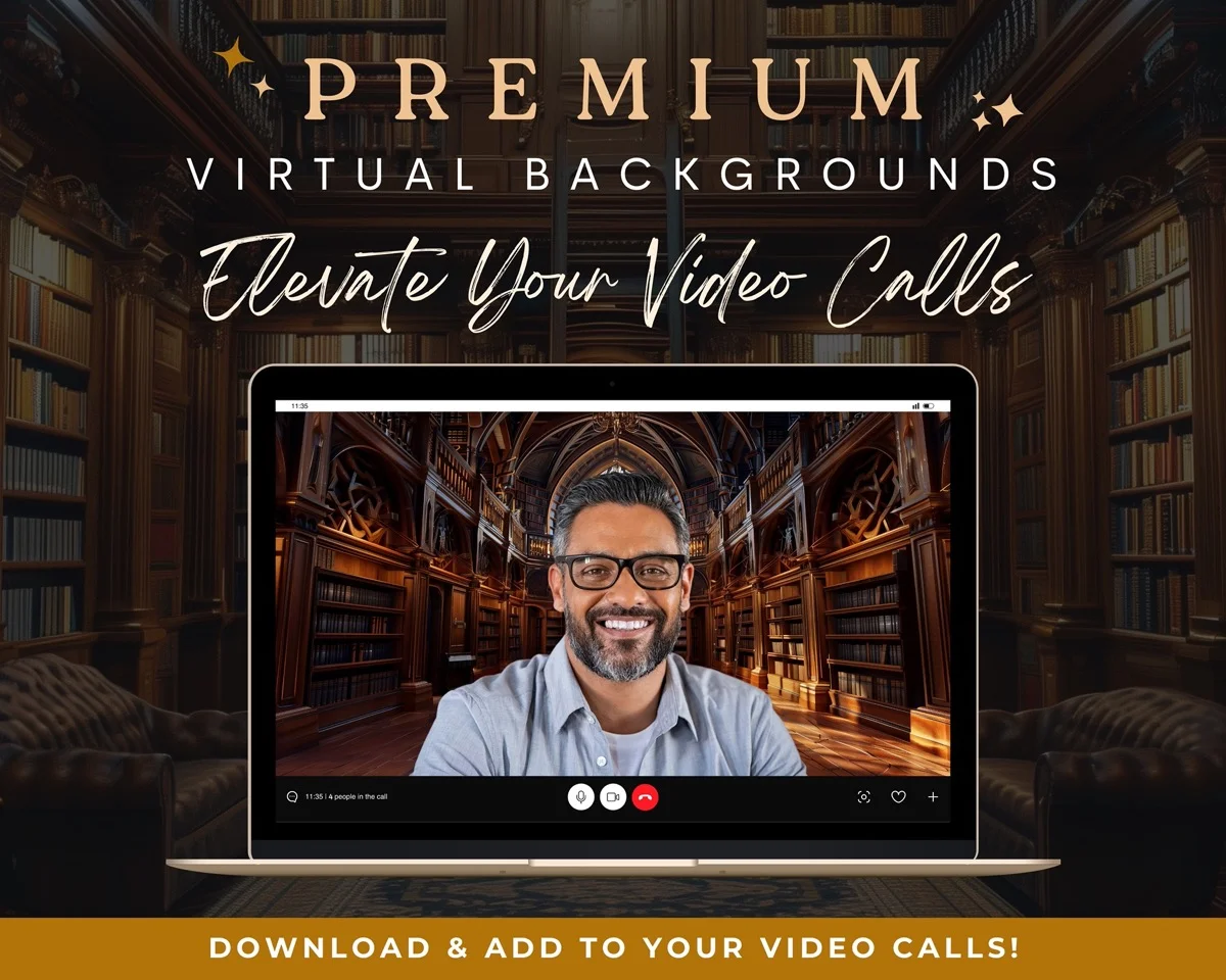 Zoom Backgrounds - Old Library - premium digital backdrop collection preview