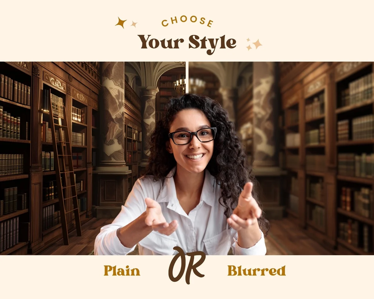 Zoom Backgrounds - Old Library - what's included: 20 high-resolution backgrounds