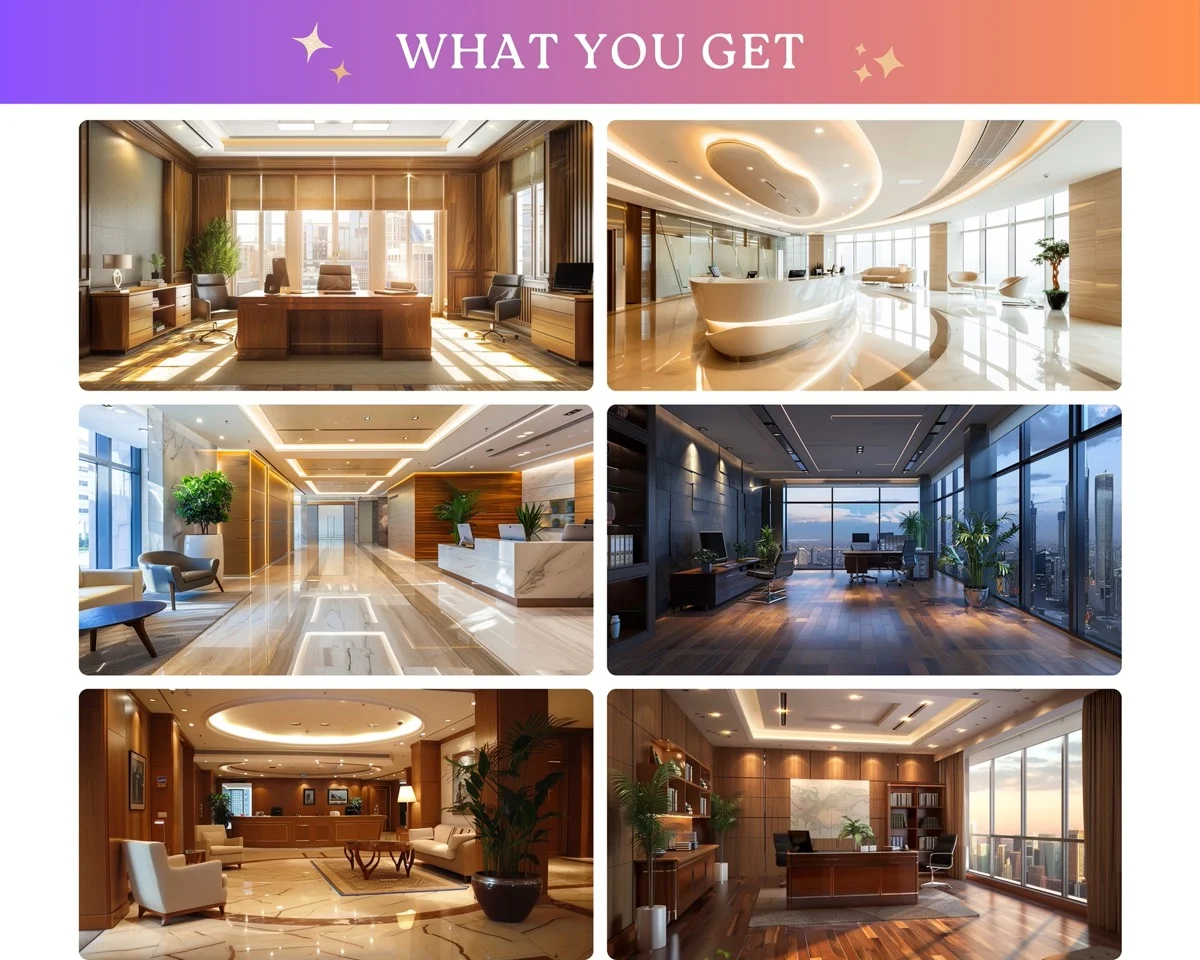 Zoom Backgrounds - Corporate Office - before and after photo composite example