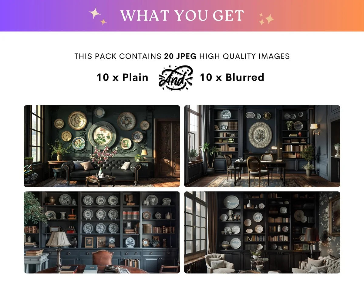 Zoom Backgrounds - Spanish Colonial - full collection grid showing portrait and landscape orientations