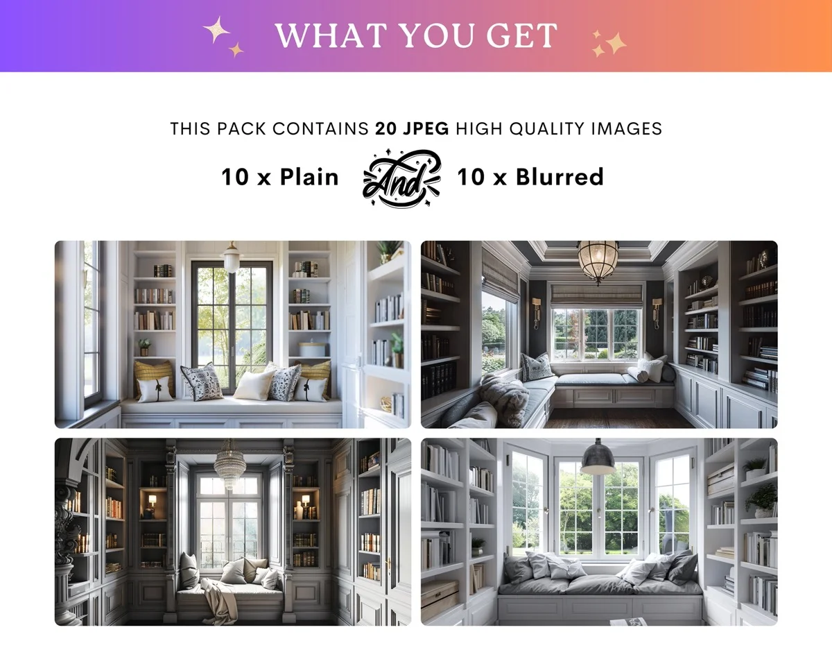 Zoom Backgrounds - Window Nook - full collection grid showing portrait and landscape orientations