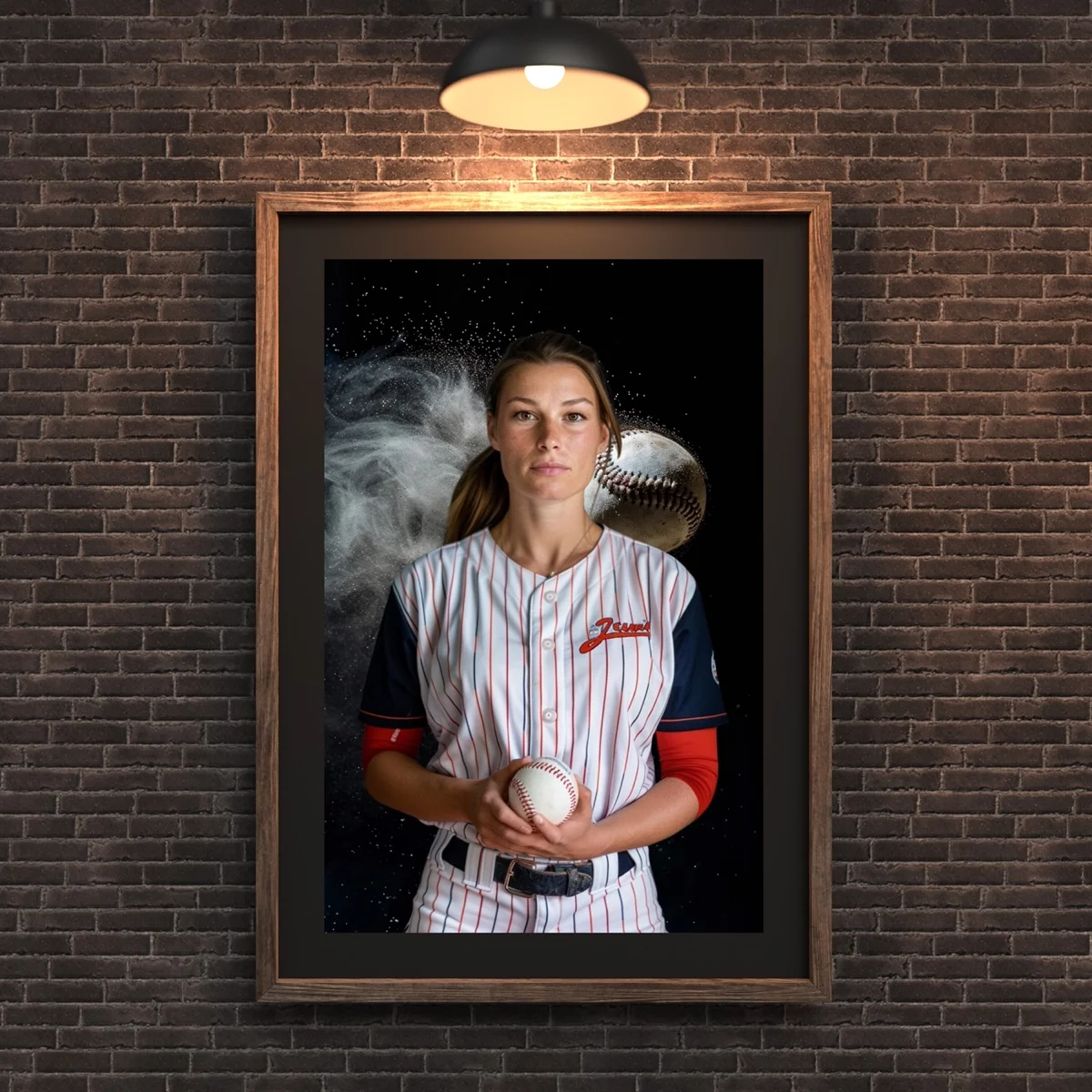 Baseball Backgrounds - Airborne - wall mockup showing backdrop displayed in a real room setting