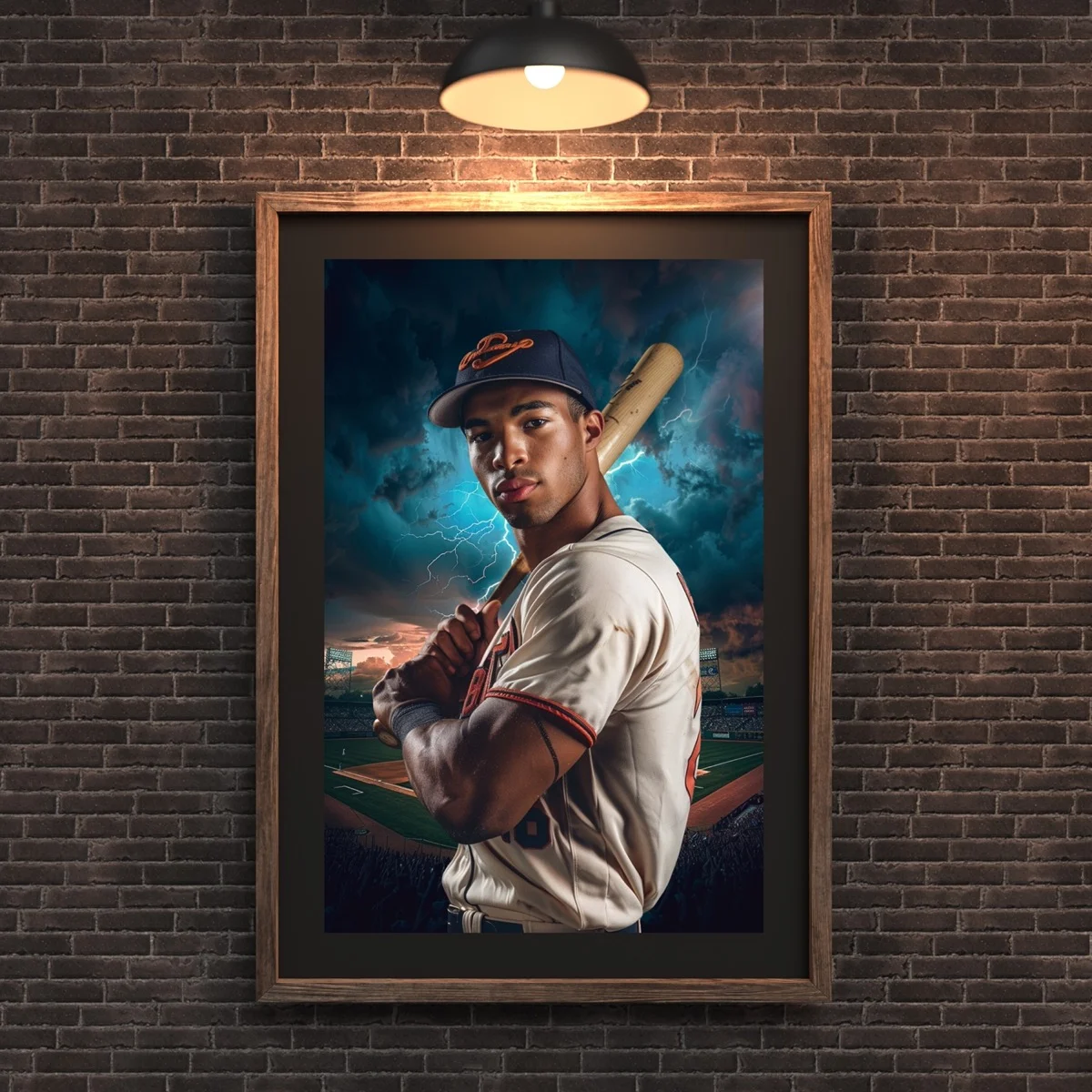 Baseball Backgrounds - Stadium Crowd - wall mockup showing backdrop displayed in a real room setting