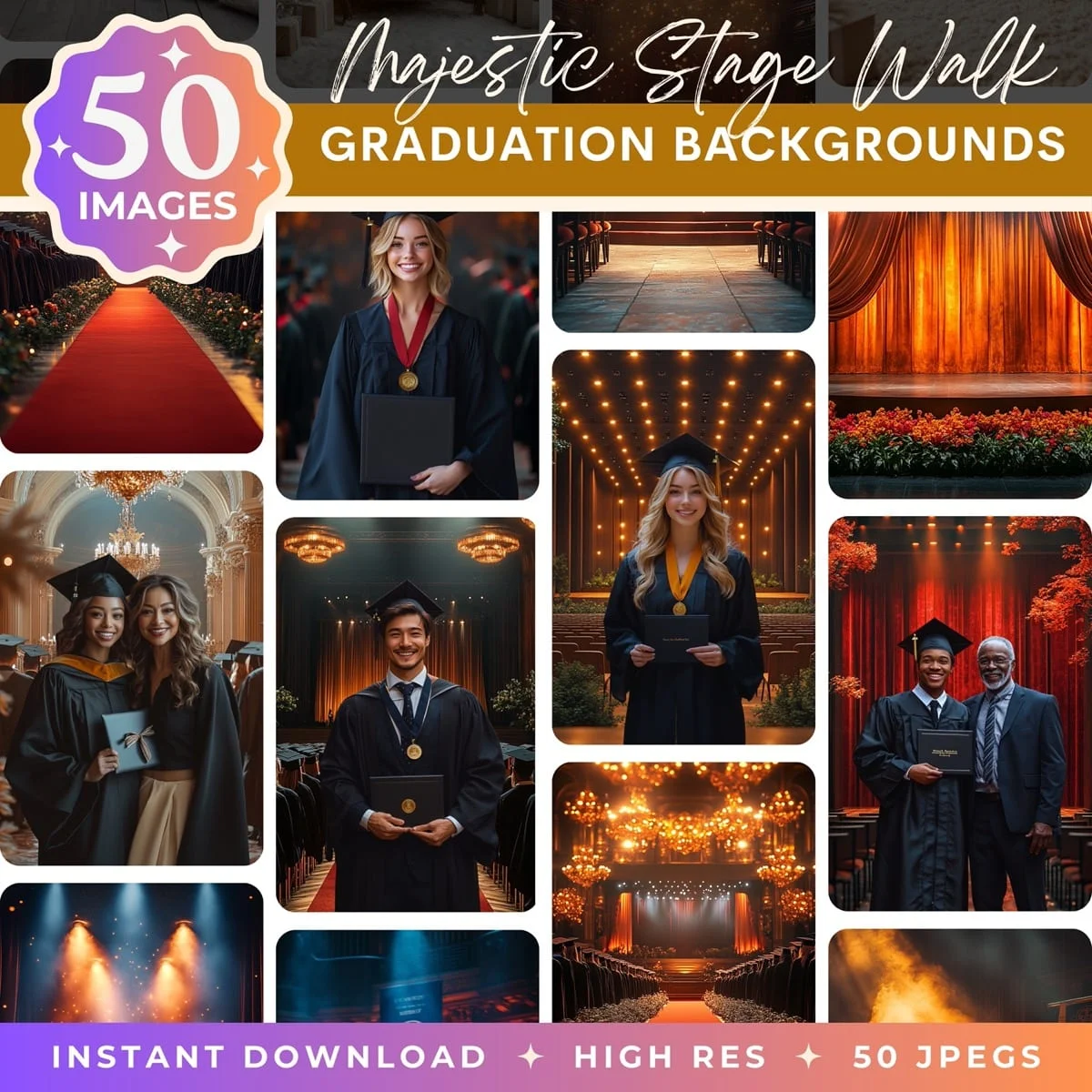 Graduation Backgrounds - Majestic Stage Walk